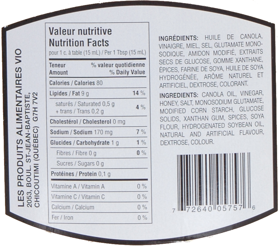 Vinaigrettes Vio [ Produits ]